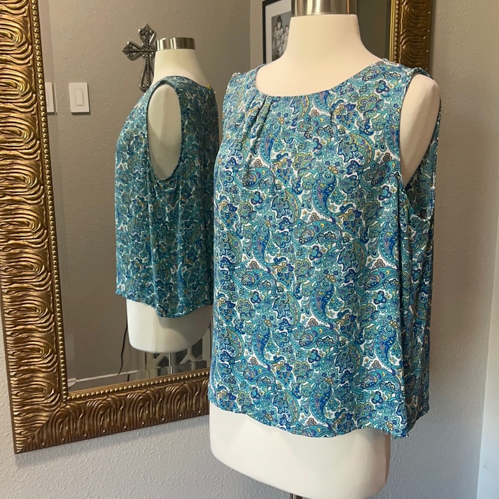 Blue Paisley Sleeveless Top